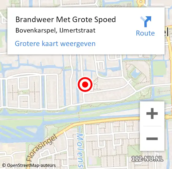 Locatie op kaart van de 112 melding: Brandweer Met Grote Spoed Naar Bovenkarspel, IJmertstraat op 23 augustus 2014 01:38