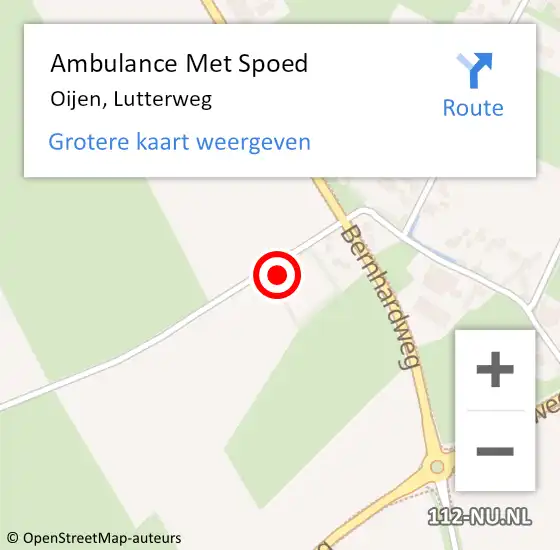 Locatie op kaart van de 112 melding: Ambulance Met Spoed Naar Oijen, Lutterweg op 23 augustus 2014 01:39