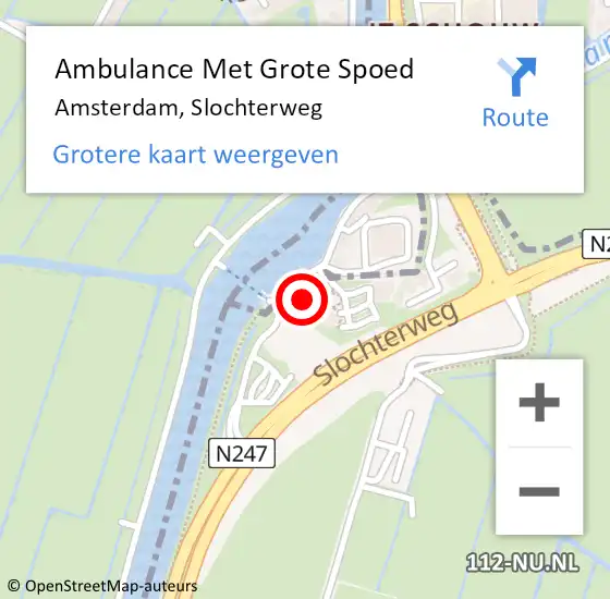 Locatie op kaart van de 112 melding: Ambulance Met Grote Spoed Naar Amsterdam, Slochterweg op 22 april 2023 13:03