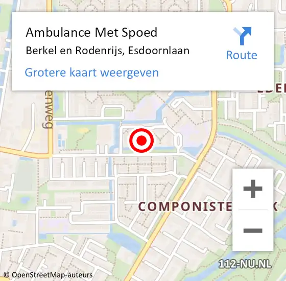 Locatie op kaart van de 112 melding: Ambulance Met Spoed Naar Berkel en Rodenrijs, Esdoornlaan op 22 april 2023 13:05