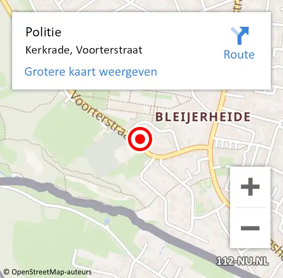 Locatie op kaart van de 112 melding: Politie Kerkrade, Voorterstraat op 22 april 2023 13:22