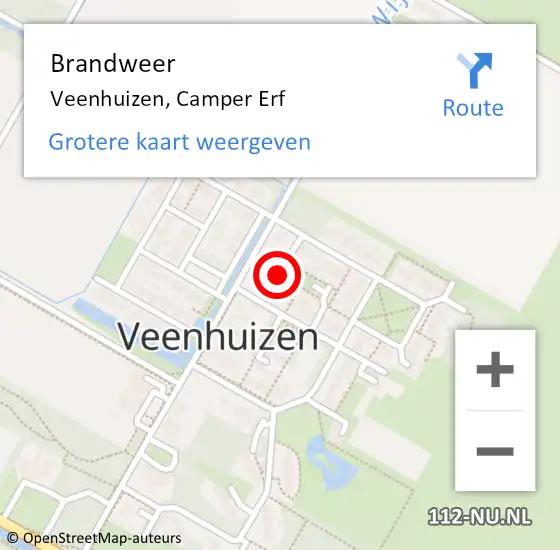 Locatie op kaart van de 112 melding: Brandweer Veenhuizen, Camper Erf op 22 april 2023 13:41