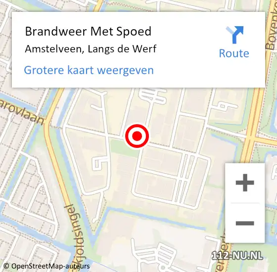 Locatie op kaart van de 112 melding: Brandweer Met Spoed Naar Amstelveen, Langs de Werf op 22 april 2023 13:44