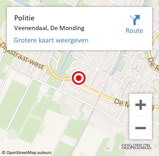 Locatie op kaart van de 112 melding: Politie Veenendaal, De Monding op 22 april 2023 13:53