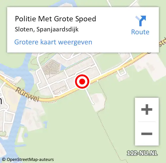 Locatie op kaart van de 112 melding: Politie Met Grote Spoed Naar Sloten, Spanjaardsdijk op 22 april 2023 13:55
