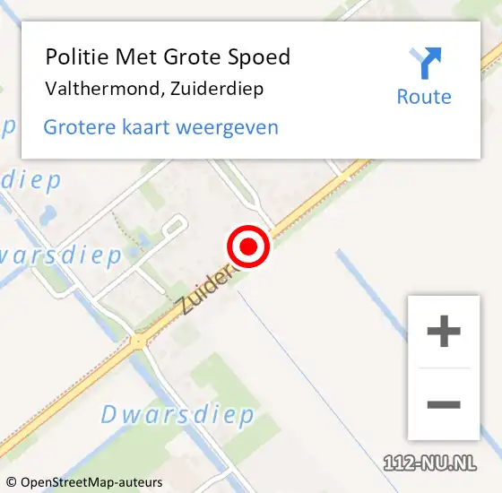 Locatie op kaart van de 112 melding: Politie Met Grote Spoed Naar Valthermond, Zuiderdiep op 22 april 2023 14:14
