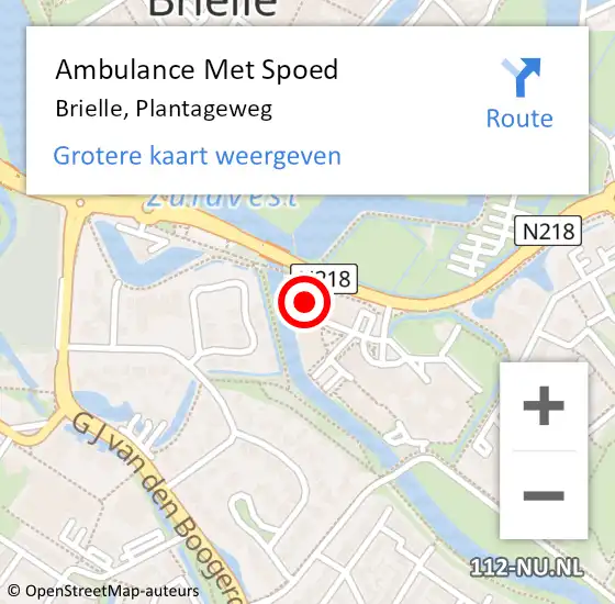 Locatie op kaart van de 112 melding: Ambulance Met Spoed Naar Brielle, Plantageweg op 22 april 2023 14:32