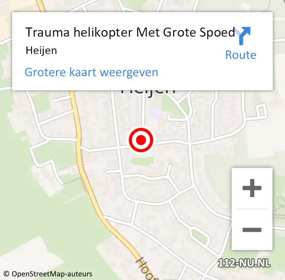 Locatie op kaart van de 112 melding: Trauma helikopter Met Grote Spoed Naar Heijen op 22 april 2023 15:07