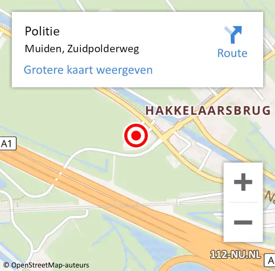 Locatie op kaart van de 112 melding: Politie Muiden, Zuidpolderweg op 22 april 2023 15:07