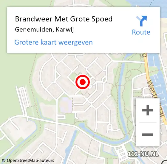 Locatie op kaart van de 112 melding: Brandweer Met Grote Spoed Naar Genemuiden, Karwij op 23 augustus 2014 02:14