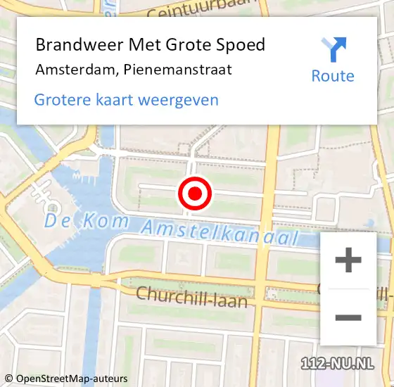 Locatie op kaart van de 112 melding: Brandweer Met Grote Spoed Naar Amsterdam, Pienemanstraat op 22 april 2023 15:10