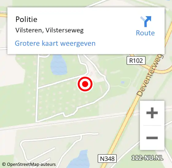 Locatie op kaart van de 112 melding: Politie Vilsteren, Vilsterseweg op 22 april 2023 15:18