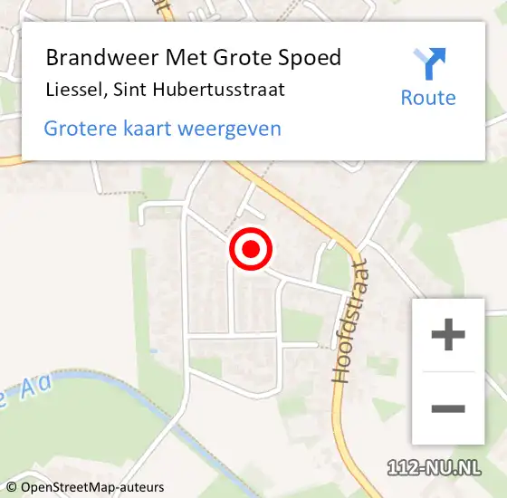 Locatie op kaart van de 112 melding: Brandweer Met Grote Spoed Naar Liessel, Sint Hubertusstraat op 22 april 2023 15:25