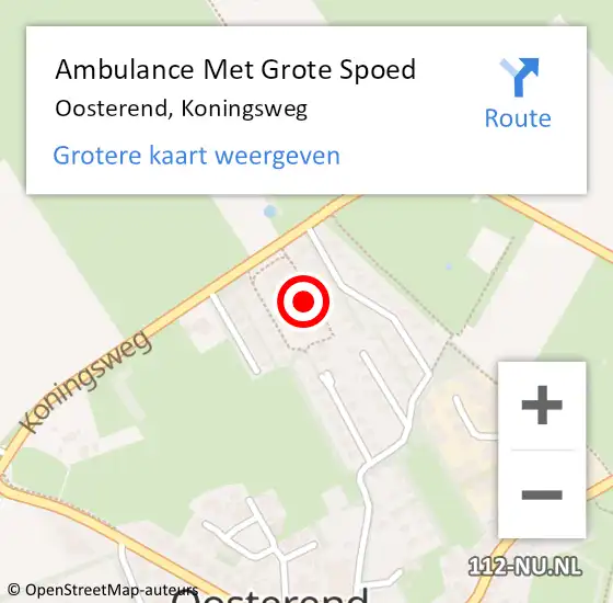 Locatie op kaart van de 112 melding: Ambulance Met Grote Spoed Naar Oosterend, Koningsweg op 22 april 2023 15:43