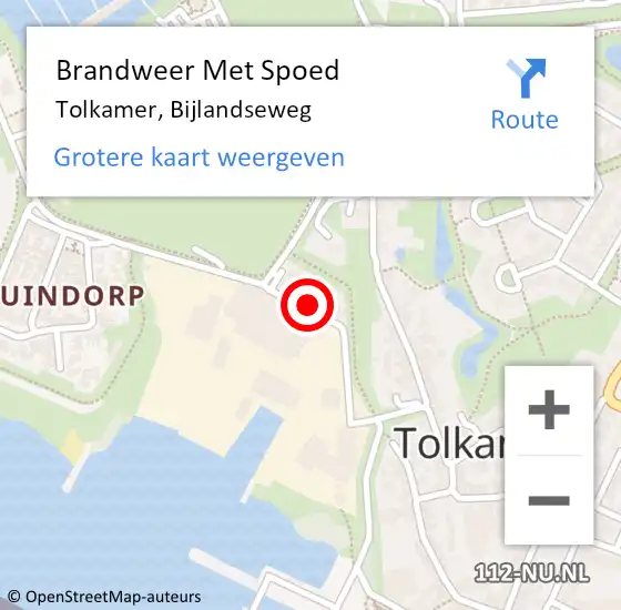 Locatie op kaart van de 112 melding: Brandweer Met Spoed Naar Tolkamer, Bijlandseweg op 22 april 2023 15:50