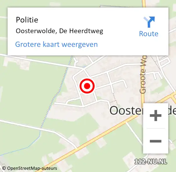 Locatie op kaart van de 112 melding: Politie Oosterwolde, De Heerdtweg op 22 april 2023 16:33