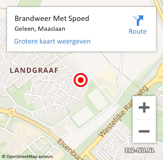 Locatie op kaart van de 112 melding: Brandweer Met Spoed Naar Geleen, Maaslaan op 22 april 2023 16:36