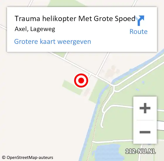 Locatie op kaart van de 112 melding: Trauma helikopter Met Grote Spoed Naar Axel, Lageweg op 22 april 2023 16:45