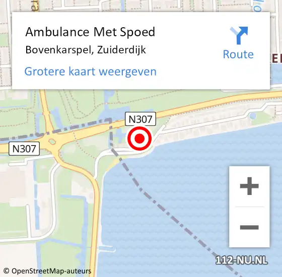 Locatie op kaart van de 112 melding: Ambulance Met Spoed Naar Bovenkarspel, Zuiderdijk op 22 april 2023 16:49