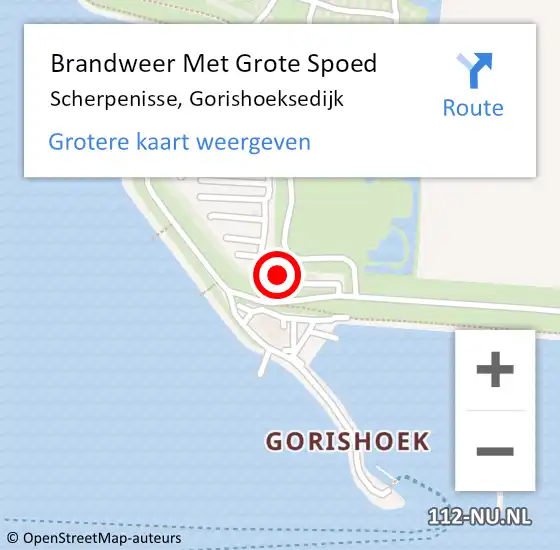 Locatie op kaart van de 112 melding: Brandweer Met Grote Spoed Naar Scherpenisse, Gorishoeksedijk op 22 april 2023 16:58