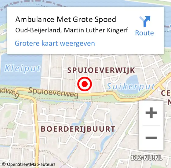 Locatie op kaart van de 112 melding: Ambulance Met Grote Spoed Naar Oud-Beijerland, Martin Luther Kingerf op 22 april 2023 17:18