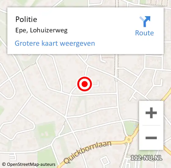 Locatie op kaart van de 112 melding: Politie Epe, Lohuizerweg op 22 april 2023 17:25