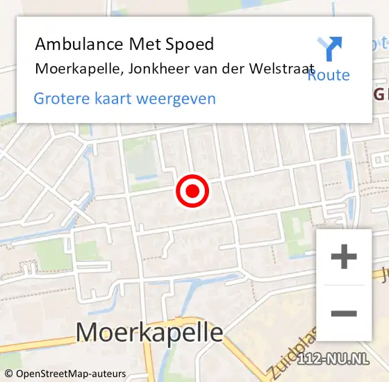 Locatie op kaart van de 112 melding: Ambulance Met Spoed Naar Moerkapelle, Jonkheer van der Welstraat op 22 april 2023 17:36