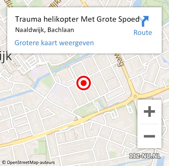 Locatie op kaart van de 112 melding: Trauma helikopter Met Grote Spoed Naar Naaldwijk, Bachlaan op 22 april 2023 18:09