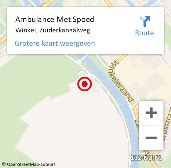 Locatie op kaart van de 112 melding: Ambulance Met Spoed Naar Winkel, Zuiderkanaalweg op 22 april 2023 18:17