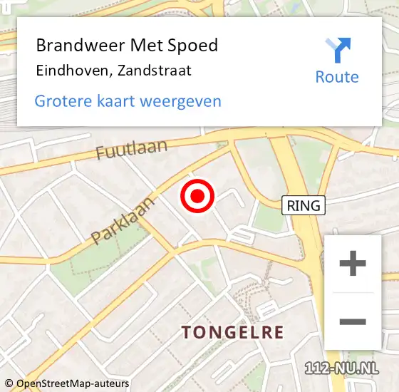 Locatie op kaart van de 112 melding: Brandweer Met Spoed Naar Eindhoven, Zandstraat op 22 april 2023 18:35