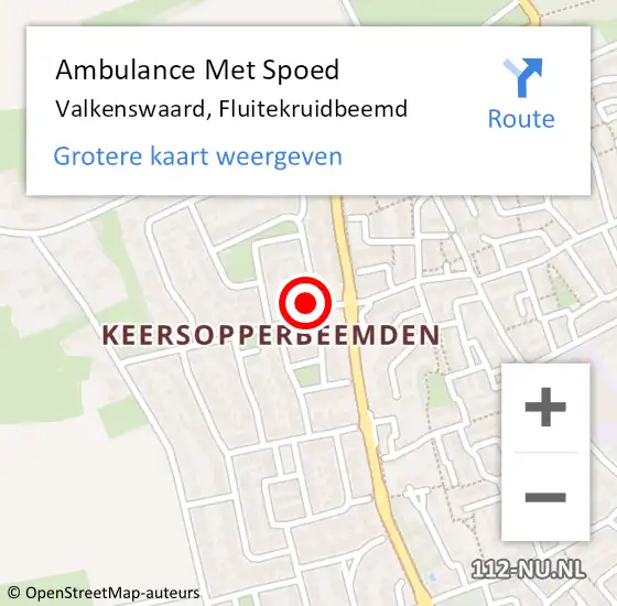 Locatie op kaart van de 112 melding: Ambulance Met Spoed Naar Valkenswaard, Fluitekruidbeemd op 23 augustus 2014 03:13