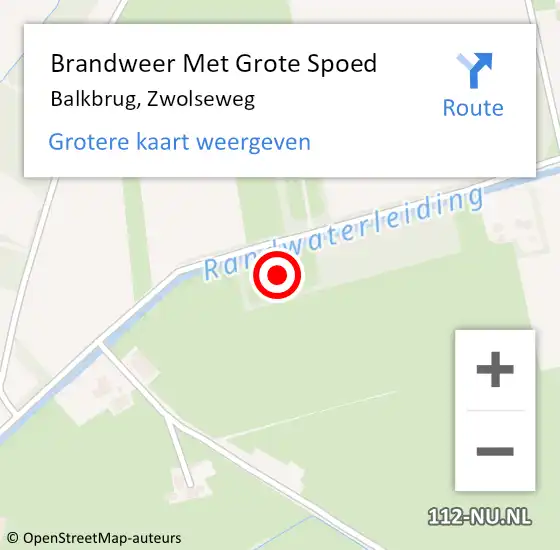 Locatie op kaart van de 112 melding: Brandweer Met Grote Spoed Naar Balkbrug, Zwolseweg op 22 april 2023 19:16