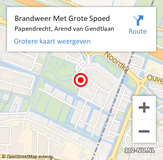 Locatie op kaart van de 112 melding: Brandweer Met Grote Spoed Naar Papendrecht, Arend van Gendtlaan op 22 april 2023 19:29