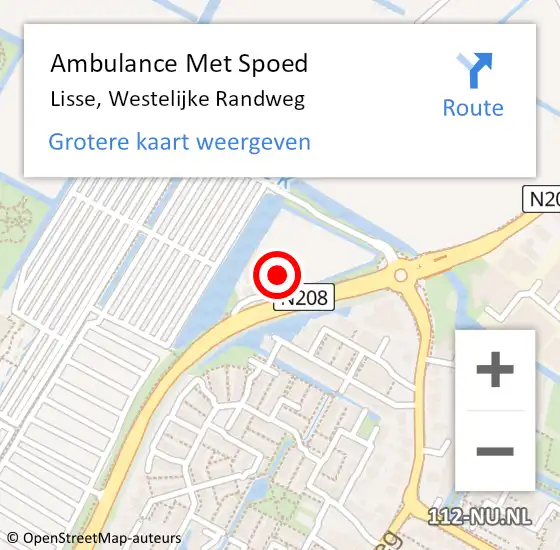 Locatie op kaart van de 112 melding: Ambulance Met Spoed Naar Lisse, Westelijke Randweg op 22 april 2023 19:34