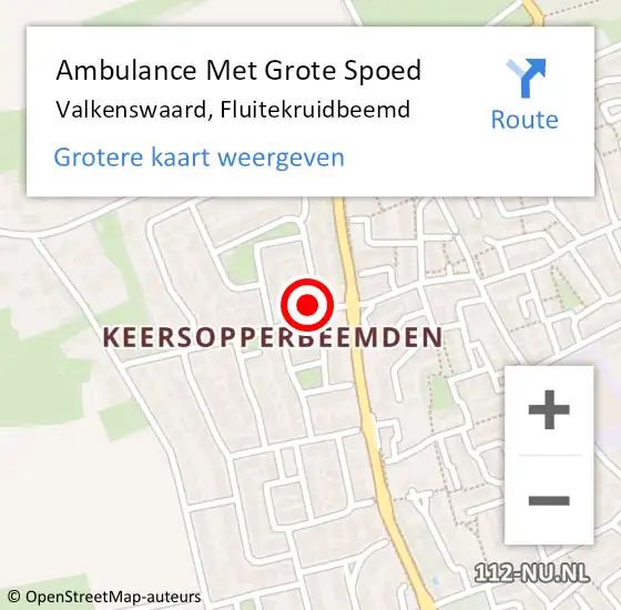 Locatie op kaart van de 112 melding: Ambulance Met Grote Spoed Naar Valkenswaard, Fluitekruidbeemd op 23 augustus 2014 03:29