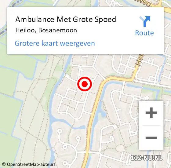 Locatie op kaart van de 112 melding: Ambulance Met Grote Spoed Naar Heiloo, Bosanemoon op 22 april 2023 20:11