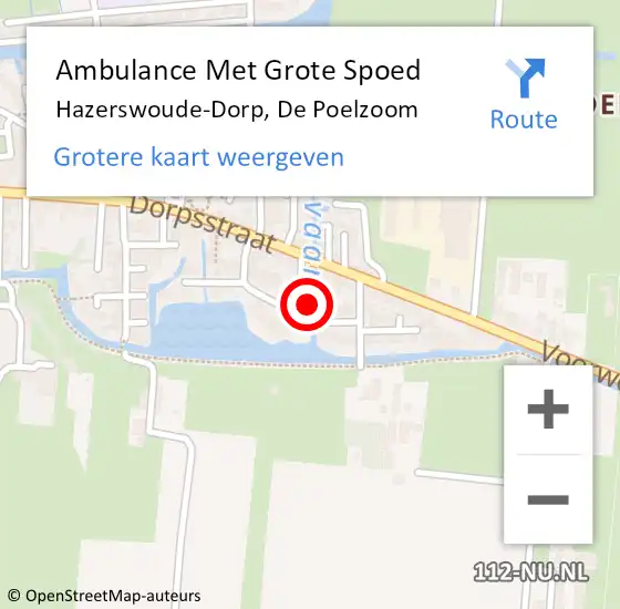 Locatie op kaart van de 112 melding: Ambulance Met Grote Spoed Naar Hazerswoude-Dorp, De Poelzoom op 22 april 2023 20:12