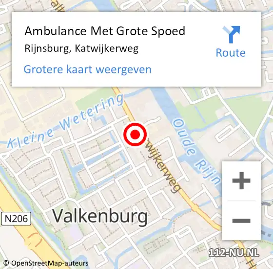 Locatie op kaart van de 112 melding: Ambulance Met Grote Spoed Naar Valkenburg, Katwijkerweg op 22 april 2023 20:20