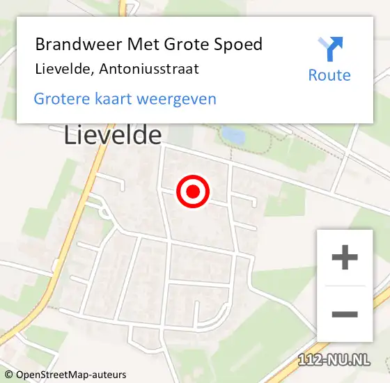 Locatie op kaart van de 112 melding: Brandweer Met Grote Spoed Naar Lievelde, Antoniusstraat op 22 april 2023 20:20