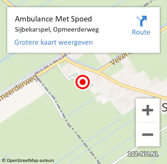 Locatie op kaart van de 112 melding: Ambulance Met Spoed Naar Sijbekarspel, Opmeerderweg op 22 april 2023 20:31