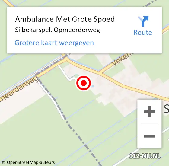 Locatie op kaart van de 112 melding: Ambulance Met Grote Spoed Naar Sijbekarspel, Opmeerderweg op 22 april 2023 20:33