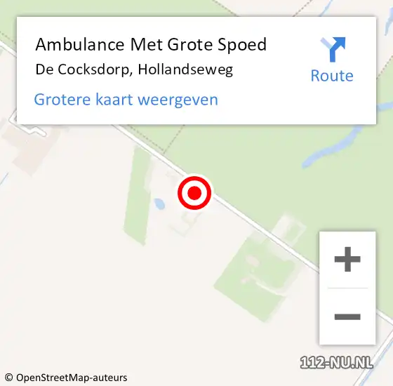 Locatie op kaart van de 112 melding: Ambulance Met Grote Spoed Naar De Cocksdorp, Hollandseweg op 22 april 2023 20:46