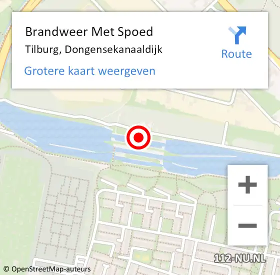 Locatie op kaart van de 112 melding: Brandweer Met Spoed Naar Tilburg, Dongensekanaaldijk op 22 april 2023 20:48