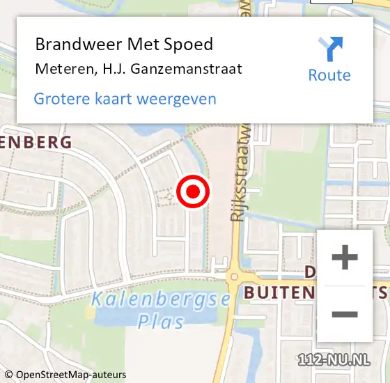 Locatie op kaart van de 112 melding: Brandweer Met Spoed Naar Meteren, H.J. Ganzemanstraat op 22 april 2023 20:53