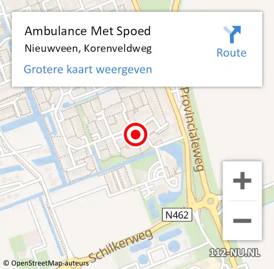 Locatie op kaart van de 112 melding: Ambulance Met Spoed Naar Nieuwveen, Korenveldweg op 22 april 2023 21:24