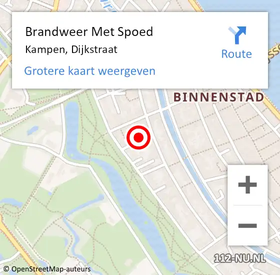 Locatie op kaart van de 112 melding: Brandweer Met Spoed Naar Kampen, Dijkstraat op 22 april 2023 21:31