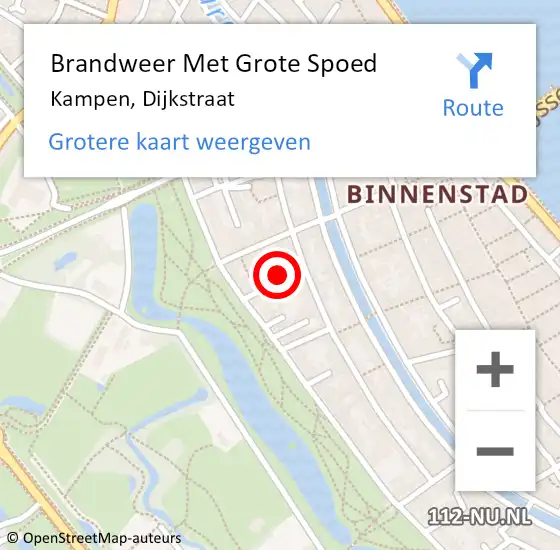 Locatie op kaart van de 112 melding: Brandweer Met Grote Spoed Naar Kampen, Dijkstraat op 22 april 2023 21:32