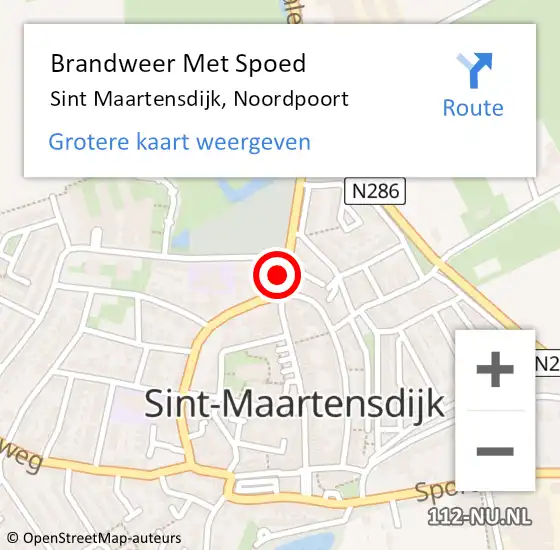 Locatie op kaart van de 112 melding: Brandweer Met Spoed Naar Sint Maartensdijk, Noordpoort op 22 april 2023 21:36