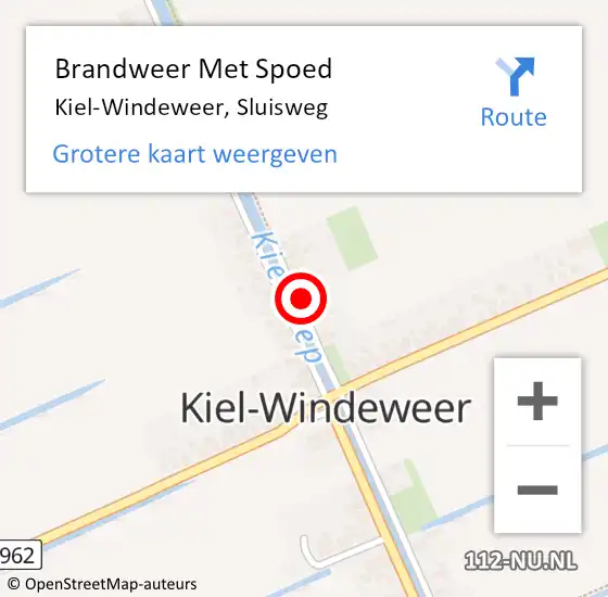 Locatie op kaart van de 112 melding: Brandweer Met Spoed Naar Kiel-Windeweer, Sluisweg op 22 april 2023 21:48