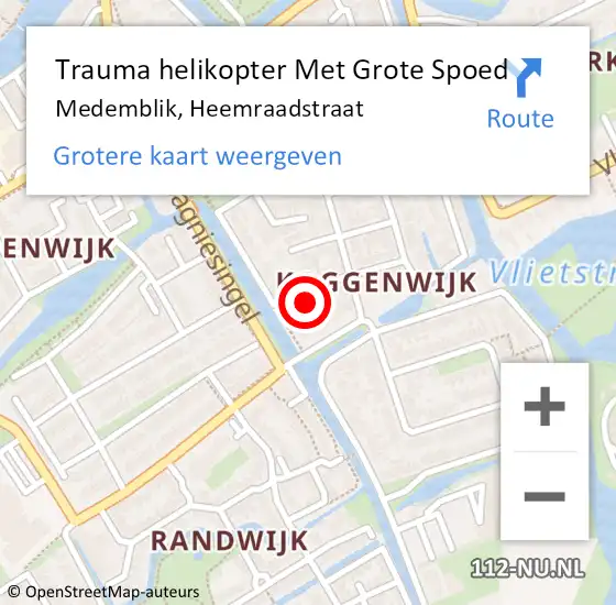 Locatie op kaart van de 112 melding: Trauma helikopter Met Grote Spoed Naar Medemblik, Heemraadstraat op 22 april 2023 22:02